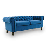 DecoInParis Canapé Chesterfield 3 Places en Velours Winston (Bleu)