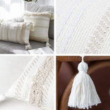 Lomohoo - Taie d'oreiller moderne simple touffeté à pompons géométriques tricotés pour décoration d'intérieur, beige uni, Coton, beige, 30cm x 50cm