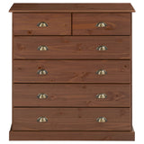 IDIMEX Commode de Chambre Paris avec 6 tiroirs en pin Massif lasuré Brun foncé
