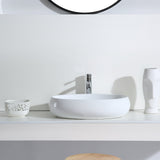 Eridanus, Vasque à Poser Ovale Lavabo Salle de Bain en Céramique Lave-Mains L60*L40*H15cm, Série MALIE-B