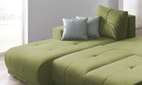 Bobochic LISBONA Canapé Angle Gauche Convertible 4 places avec coussins Vert 236 x 165 x 81 cm