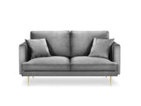 Milo Casa Canapé Velours, Brunello, 2 Places, Gris Clair, 170x95x92
