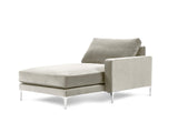 Kooko Home Velours Méridienne Droite, Lyrique, 1 Place, Beige, 160x104x90