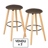 Atmosphera Lot de 2 tabourets de Bar - Look Moderne Epuré - Coloris Taupe Chiné