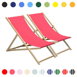 Harbour Housewares Transats pliants en Bois - Traditionnel/Ajustable - Plage/Jardin - Rose - Lot de 2