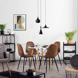 LeMonde Chaise de Salle à Manger Lot de 4 Chaises Salle à Manger Chaises de Cuisine Vintage en Suede Cuir Brun