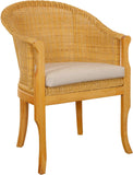 korb.outlet Fauteuil en rotin avec Pieds en Bois, Fauteuil en rotin véritable, Couleur Miel
