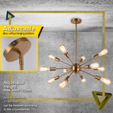 ENCOFT Sputnik Suspension Moderne 12 Lumières E27 Base, Lustre Luminaire en Métal Lampe pour Chambre Cuisine Salle à Manger Restaurant, Or Sans Ampoules