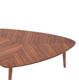 Marque Amazon - Rivet - Table basse triangulaire, en noyer et aux pieds en bois massif, 105 x 60 cm