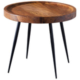 FineBuy Table d'appoint Rond 46 x 40 x 46 cm Sheesham Bois Massif métal Table Basse | Style Industriel Bois véritable Table de Salon | Table en Bois Jambes métalliques | Add on Table Table décorative