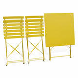 Salon de Jardin bistrot Pliable - Emilia carré Jaune - Table 70x70cm avec Deux chaises Pliantes, Acier thermolaqué
