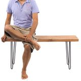 Banc de Table Design décoratif en Bois recyclé avec Armature en métal 50 x 120 cm