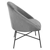 Nimara Fauteuil en velours | Fauteuil avec tissu en velours et accoudoirs | Fauteuil de salon avec confort et détente | Fauteuil de qualité en bleu, gris et rose