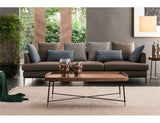 Y-Leah Table basse rectangulaire en Bois de Style Industriel rétro, Cadre en Fer forgé soudé par métal Noir doré 80 × 80 × 40cm