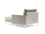Kooko Home Velours Méridienne Droite, Lyrique, 1 Place, Beige, 160x104x90