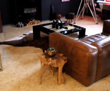 Brillibrum Racine Table en Teck - Table en Un Seul Morceau - Très Massif et Un Absolu Unique - Fleur de Fleurs Tabouret Tabouret Table Basse - Une Idée de Cadeau Bois Bois Massif