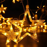 Guirlande Led, Avoalre Guirlande Lumineuse Rideau 220V 1M(W) x2M(H) Blanc Chaud 12 Etoilés 138 LEDs Décoration de Mur ou Fenêtre pour Mariage, Noël, Vacances, Fêtes, Maison