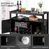 GOPLUS Buffet de Cuisine avec Porte-Bouteille Amovible pour 12 Bouteilles, Tiroir, 2 Placards, pour Cuisine et Salon, 116 x 40 x 82 CM, Noir