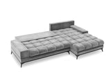 Windsor Canapé d'angle Droit Velours Convertible avec Coffre De Rangement, Deneb, 5 Places, Gris Clair, 315x212x87