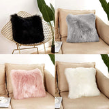 SXYHKJ Housse de Coussin de Canapé en Fausse Fourrure Deluxe Décoratif Maison Chambre Lit Super Doux Peluche Mongolie Taie d'oreiller 45X45cm (Rose, 45x45cm)
