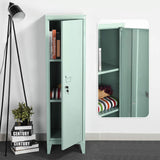 FURNITURE-R France Armoire vestiaire métallique à casiers verrouillables en métal, Porte avec Fermeture à clé, 3 Compartiments intérieurs, Dimensions 138 x 38,5 x 38,5 cm, Vert