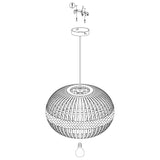 EGLO Suspension luminaire Amsfield, lustre vintage et boho en acier et bois naturel, lampe suspendue pour table à manger et salon, E27, Ø 38 cm