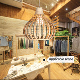 Rotin Lampe Suspendue Suspension Rétro Creative Handwoven Suspensions Réglables Lustre Décoratif Hauteur E27 Restaurant Chambre Salon Café Bar Lampes Suspendues Couloir Magasin,Beige