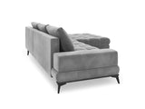 Windsor Canapé d'angle Droit Velours Convertible avec Coffre De Rangement, Deneb, 5 Places, Gris Clair, 315x212x87