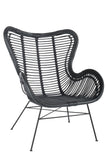 Chaise en rotin et métal noir + coussin
