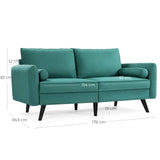 VASAGLE Canapé 3 Places, Surface en Tissu Imitation Lin, 178 x 84,5 x 83 cm, pour Petit Appartement, Chambre d'Amis, Chambre d'Adolescent, Cadre en Bois, Montage Facile, Vert Émeraude LCS10GN
