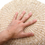 Tapis de pouf de sol, fabriqué à la main, respectueux de l'environnement, rembourré en paille tricotée