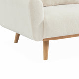 Alice's Home - Canapé Convertible à bouclettes Blanches- Oskar - 2-3 Places scandinave Droit avec Pieds Bois