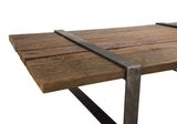 MACABANE Table Basse Multi-Planches Bois Massif cerclée métal, 169x94x16