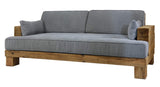 Meubletmoi Canapé 3 Places en pin recyclé et Tissu Gris - déco Montagne Rustique - Collection Chalet