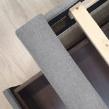 Pack Lit Double en Tissu Gris avec Tiroirs, Pieds, Tête de lit, Sommier et Matelas 160 x 200 cm Inclus - Tendance et Pratique - Vancouver