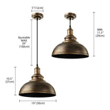 BAYCHEER E27 Métal Retro Lustre Abat-jour Suspensions Luminaires Plafonniers Lampe Industriel Cuivre