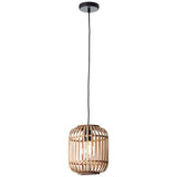 Suspension 1 ampoule E27 max. 40 W - Métal/rotin - Marron clair