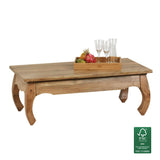 FineBuy Table Basse Bois Massif Acacia Table de Salon 110 x 40 x 60 cm | Table d'appoint Style Maison de Campagne | Meubles en Bois Naturel Table de Sofa | Table en Bois Massif Meubles en Bois Massif