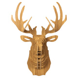 bambuswald Tête d'animal en Bois - Trophée/Décoration en Optique 3D - Cerf 40x25x55 | Chambre Bébé & Enfant | Décoration Murale | Panneau Mural Animal Trophy Wandskupltur Tête + Manuel Allemand