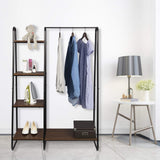 EUGAD 0134XJYJ Portemanteau Portant avec étagères de Rangement penderie de vêtement en MDF et métal 102x40x150cm hêtre foncé