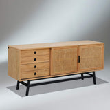 Robin des bois - Buffet Enfilade Chêne, 2 Portes cannées, 2 tiroirs, LALALA, 180 cm
