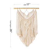 Mkouo Macramé Mural à Suspendre pour Plante Suspension Corde Driftwood Decor Bohême Tricoté en Coton Décor Tapisserie, 17" W x 26" L