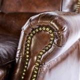 Phoenixarts 463 Fauteuil Club Vintage en Cuir véritable, Fauteuil à Oreilles Lounge, Marron