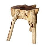 Brillibrum Racine Table en Teck - Table en Un Seul Morceau - Très Massif et Un Absolu Unique - Fleur de Fleurs Tabouret Tabouret Table Basse - Une Idée de Cadeau Bois Bois Massif