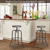 Aingoo Vintage Lot de 2 Tabourets de Bar Industriel Bar Tabouret Hauteur Réglable en Bois de Métal Design Bistro Pub Chaise, Brun Foncé