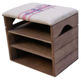 Liza Line Meuble Chaussures (Marron Noyer), Banc de Rangement pour Chaussures avec ÉTAGÈRES. Assise Confortable en Tissu. Bois Massif Scandinave - 51 x 45 x 36 cm (Lignes Rouges)