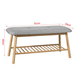 SoBuy FSR24-K-HG Banc Rembourré Design avec 1 Étage de Rangement, Meuble d'Entrée Banquette Confortable