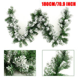 PandaHug 1.8m Guirlande Sapin de Noël Artificiel Neige Guirlande Rotin de Noël Décoration Porte Cheminée Arbre de Noël (1 pcs)