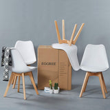 EGGREE Chaises Salle à Manger Scandinaves Lot de 4 Chaises de Cuisine, Rétro Tulip Rembourrée Chaise de Salle de Bureau, Pieds en Bois de Hêtre Massif, Blanc
