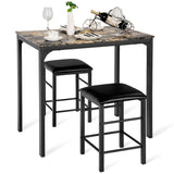 COSTWAY Ensemble de Table et 2 Chaises Cuisine Set Table Chaises Rectangulaire Salle à Manger en Bois+Eponge 90 x 60 x 82 cm et 35 x 35 x 50.5 cm